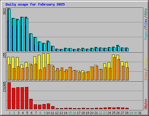 Daily usage for February 2025
